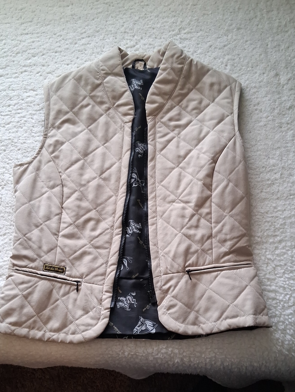 GOLDEN DRESS EQUESTRIAN MADE IN GERMANY Quilted Sleeveless Vest - Beige
